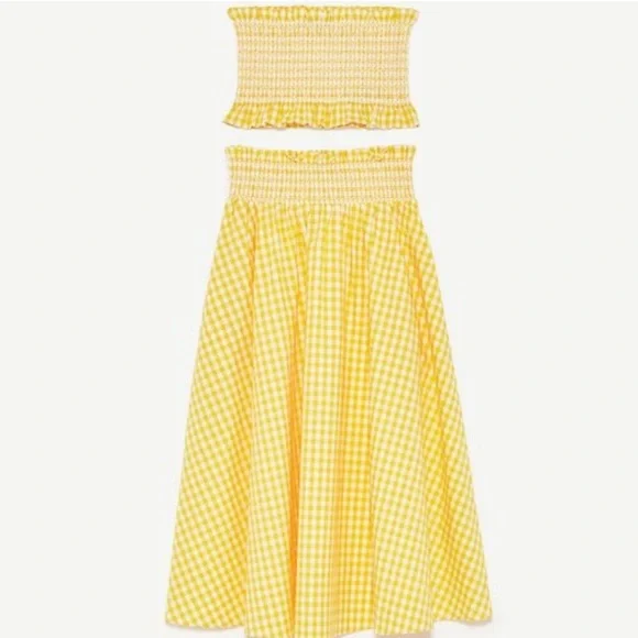 Zara Yellow and White Gingham Skirt Set - Picture 4 of 14
